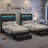 LED Bed Frame with 2 Drawers Pockets and Upholstered Wingback Headboard-74042663-99234377