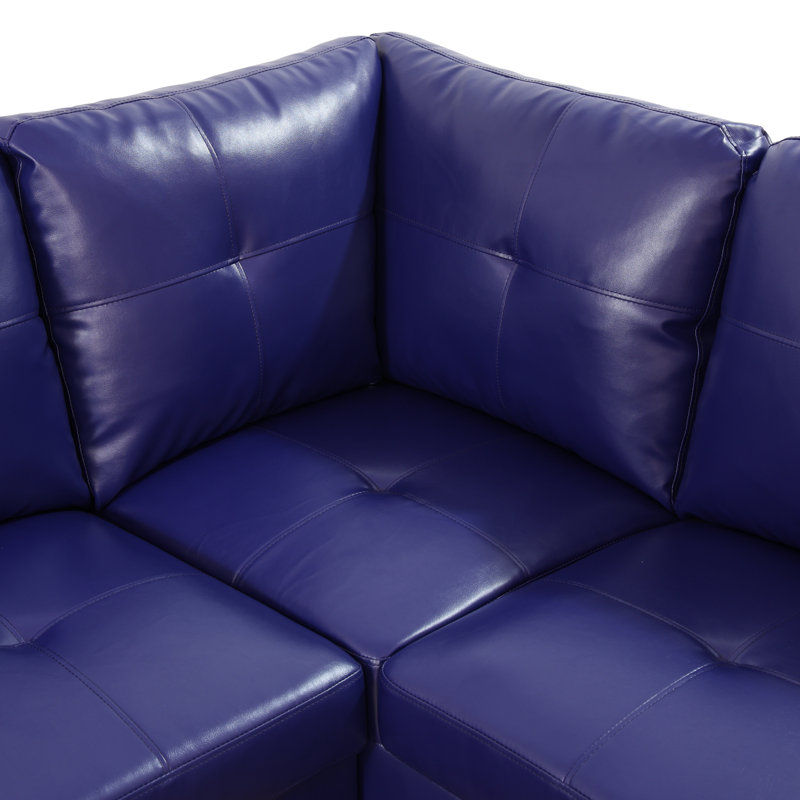 Canapé modulaire en similicuir 3 pièces, Similicuir mauve, Orienté à droite