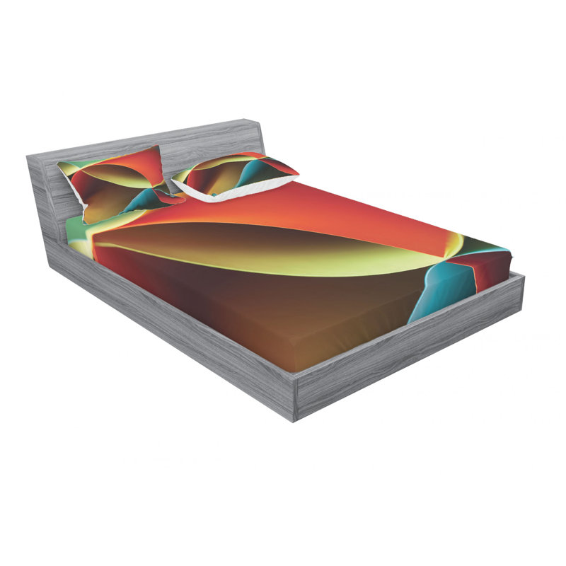 Microfiber Abstract Sheet Set, Full/Double Sheet Set with 2 Pillowcases