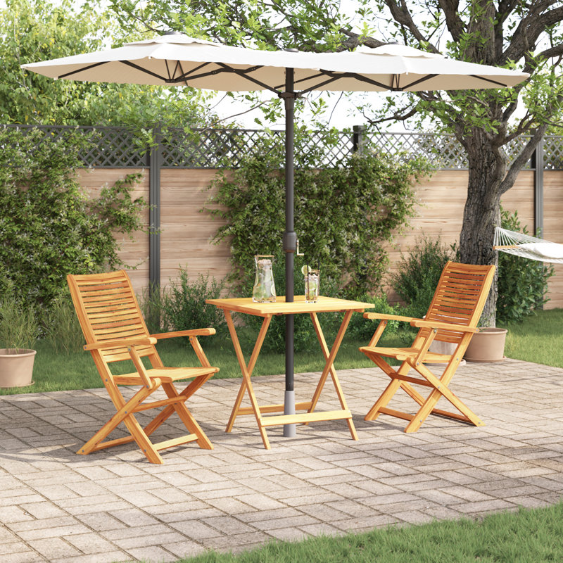 Set Of 2 Natural Wood Solid Acacia Wood 70 Cm Long Table