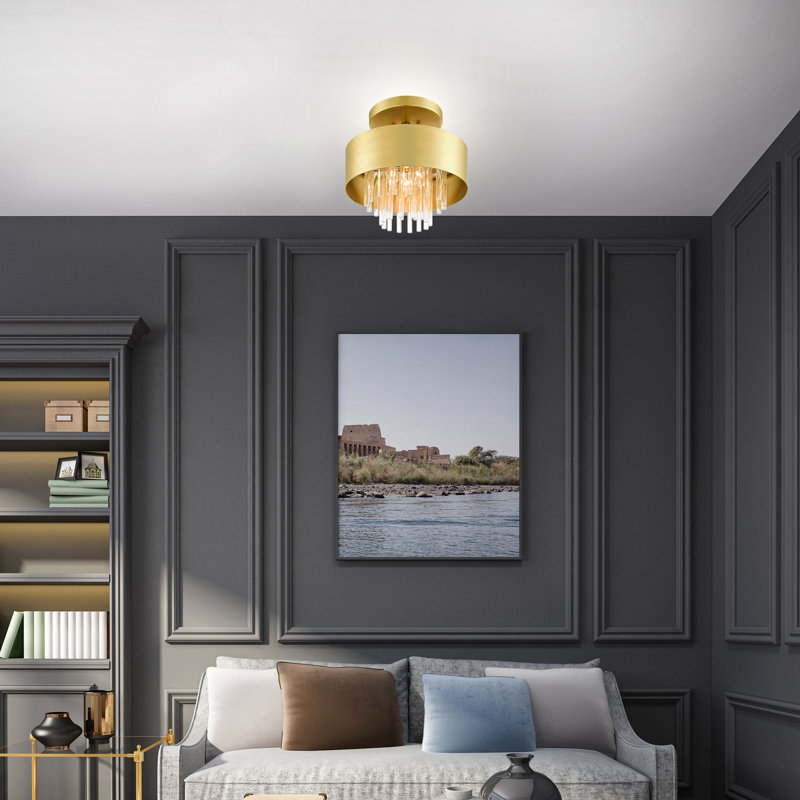 Semi Flush Mount, Natural Brass