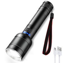 JAY-PARK Flashlights High Lumens Rechargeable, Super Bright High Power LED Tactical Flashlight 100000 Lumen, Powerful Zoomable Handheld USB Flash Ligh