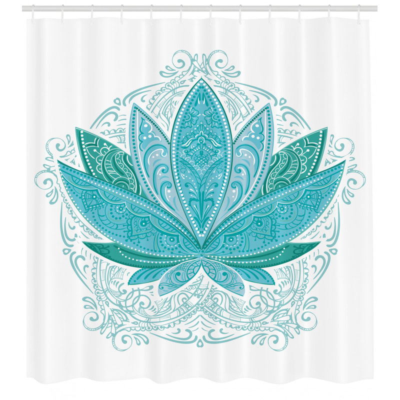 Ensemble de rideau de douche Lotus + crochets, H 75 po x l 69 po