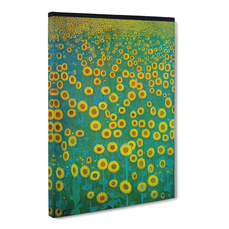 Dowe Sunflower Field Retro - Wrapped Canvas Print, 50cm H x 35cm W x 3cm D