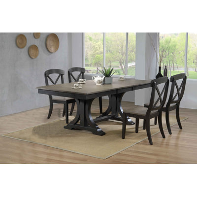 5-Piece Rectangle Extendable Solid Wood DIning Set With A Gear Driven 18" Takeout Leaf (Seats 4-6 people)