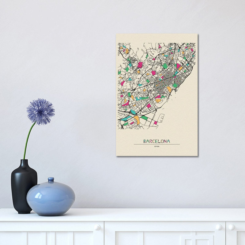 Brussels, Belgium Map by Ayse Deniz Akerman - Print on Canvas, Wrapped Canvas, 101.6 cm H x 66.04 cm W x 3.175 cm D