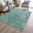 Machine Washable Indoor/Outdoor Xhevrie Teal Rug-1173665632