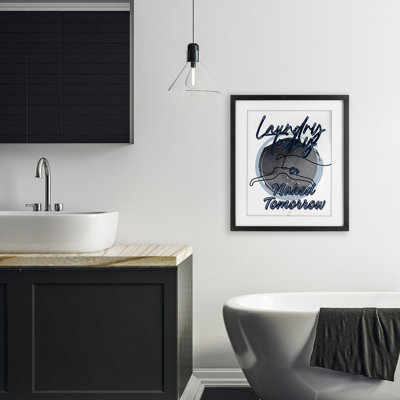 Laundry Phrase with Hanger Contour Framed Print Under Glass, design by Jesse Keith