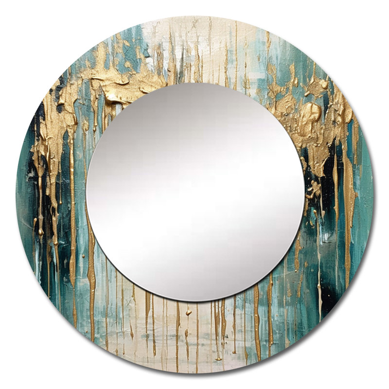 Gilded Daydream VI - miroir mural minimaliste, miroir décoratif rond brun, impression d'art en métal, 29 po x 29 po