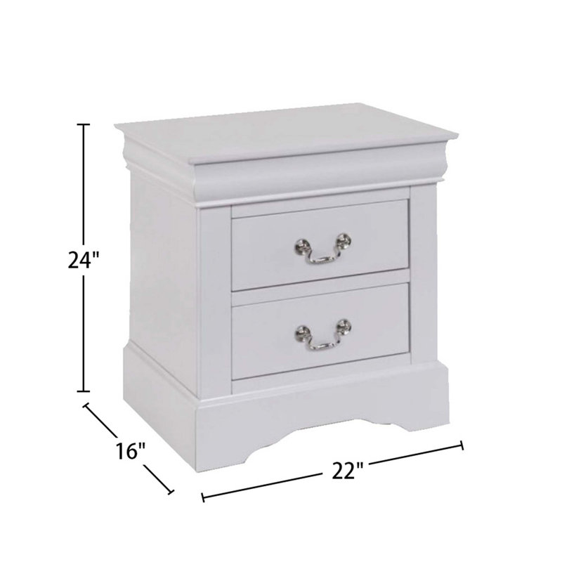 2 Drawers Solid Pine Nightstand