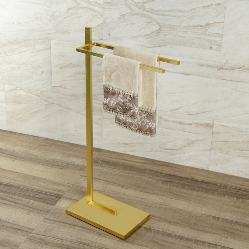 Kingston Brass Edenscape Freestanding Dual Towel Rack, Brushed Brass