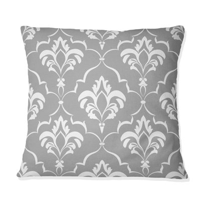 Coussin décoratif gris et blanc quadrilobe Glam I