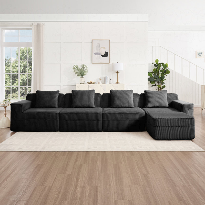 Canapé modulaire 4 places avec repose-pieds Modern
