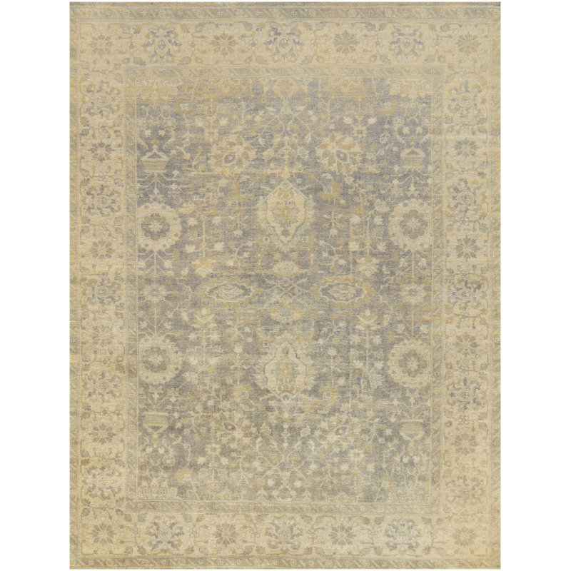Tapis beige/bleu en laine