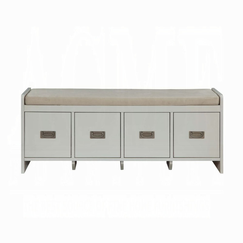 Banc en tissu beige avec rangement Nantucket