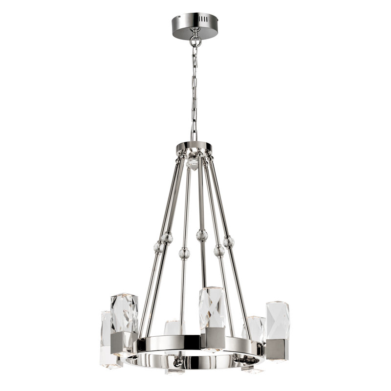 12 - Light LED Chandelier, Polished Nickel