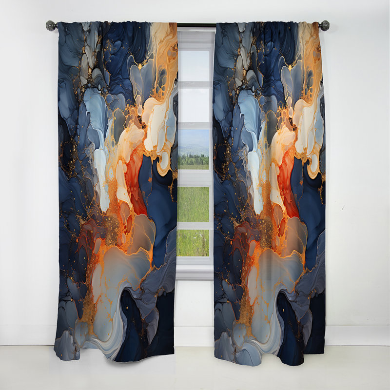 Certo - Liquid Ink Curtain - Blackout Abstract Curtain - 1 Panels, 52" W x 108" L