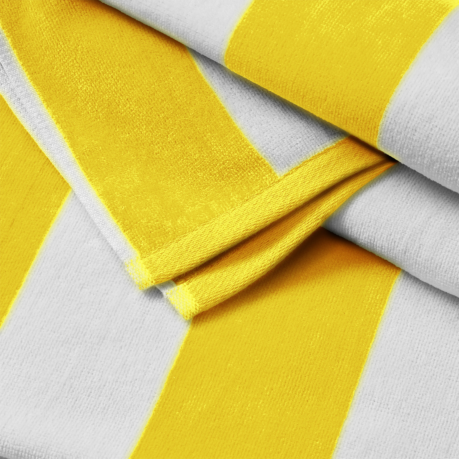 100% Cotton Absorbent & Quick-Dry Cabana Beach Towels, Yellow