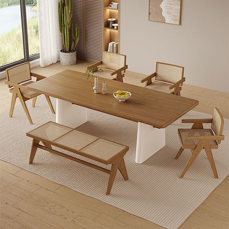 Table de salle à manger rectangulaire en bois massif brun, H 29,53 po x L 62,99 po x l 27,56 po