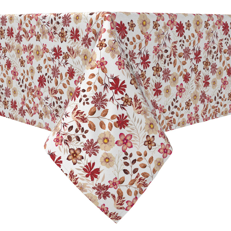 Rectangle Floral Cotton Twill Tablecloth
