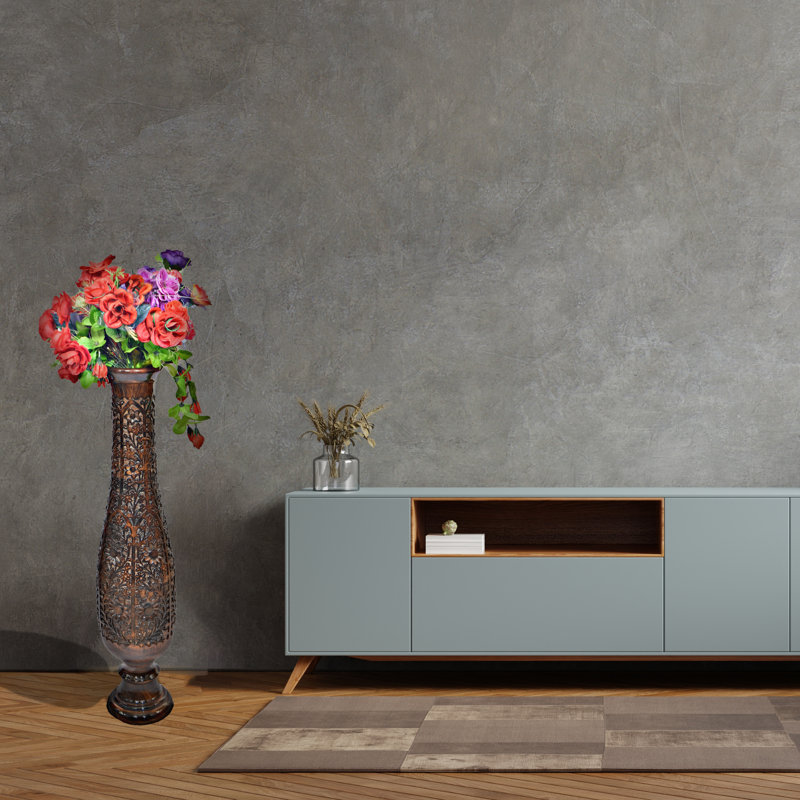 Vase de plancher en bois brun 36 po