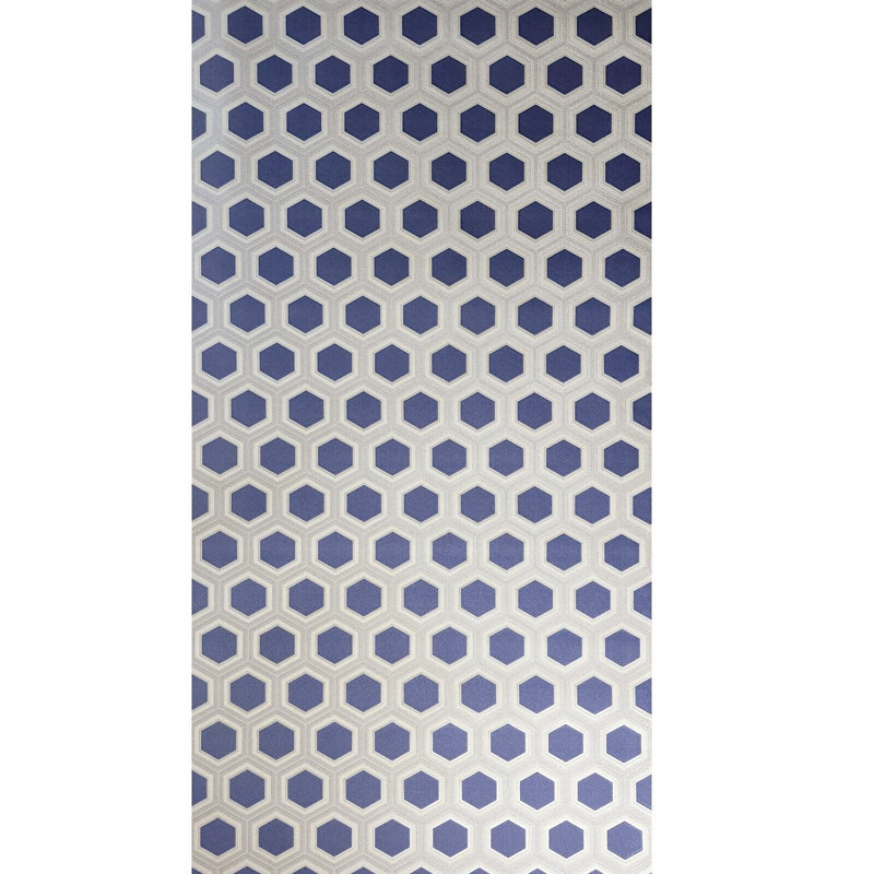Papier peint imitation hexagone géométrique taupe bleu royal Mickelson
