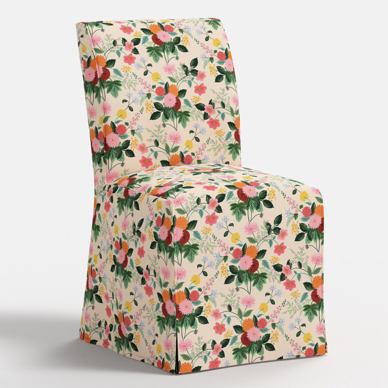 Frances Slipcover Dining Chair In Dahlia Multi, Dahlia Multi Cream