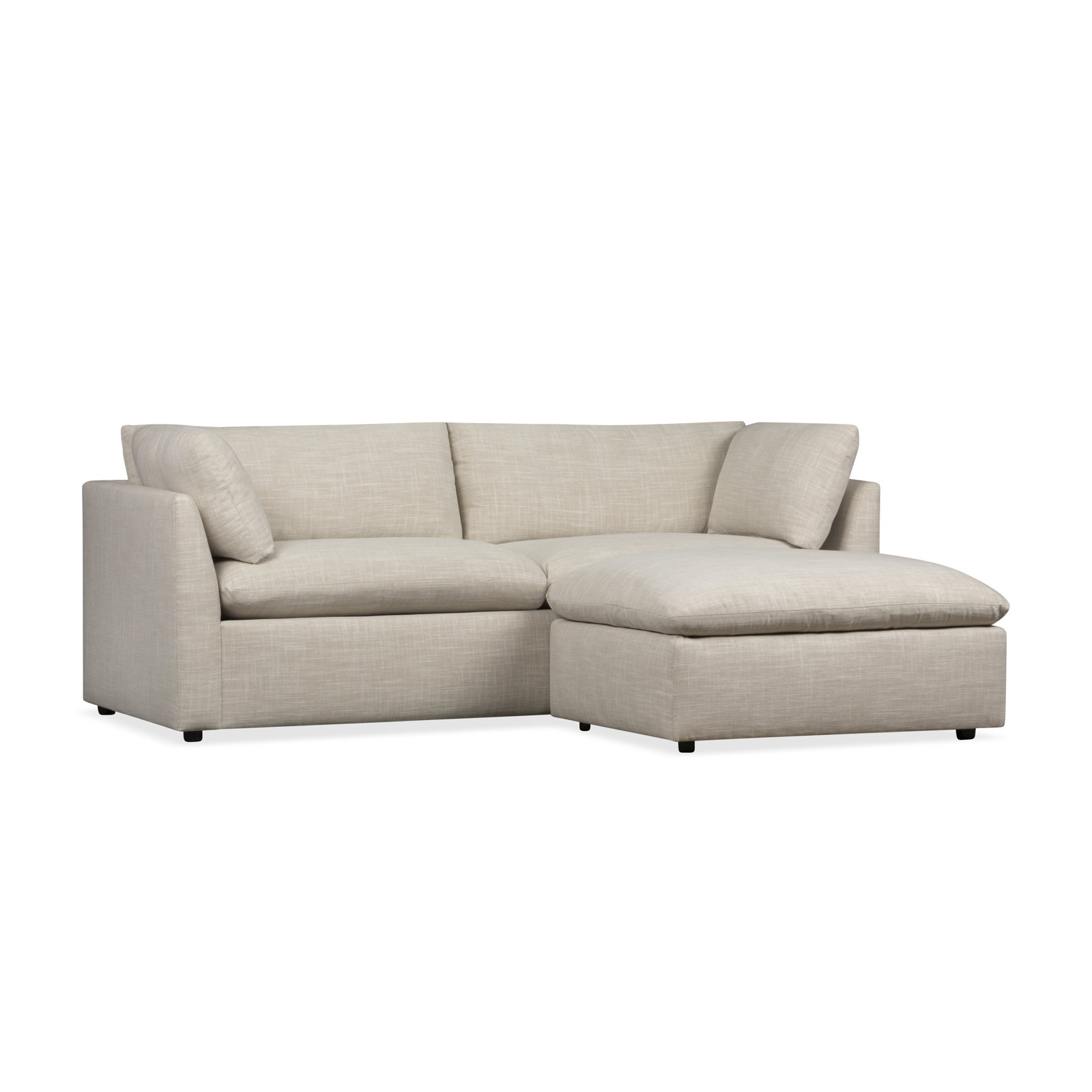 Kallie Upholstered Sofa With Ottoman, Lena Sand Performance Linen Blend