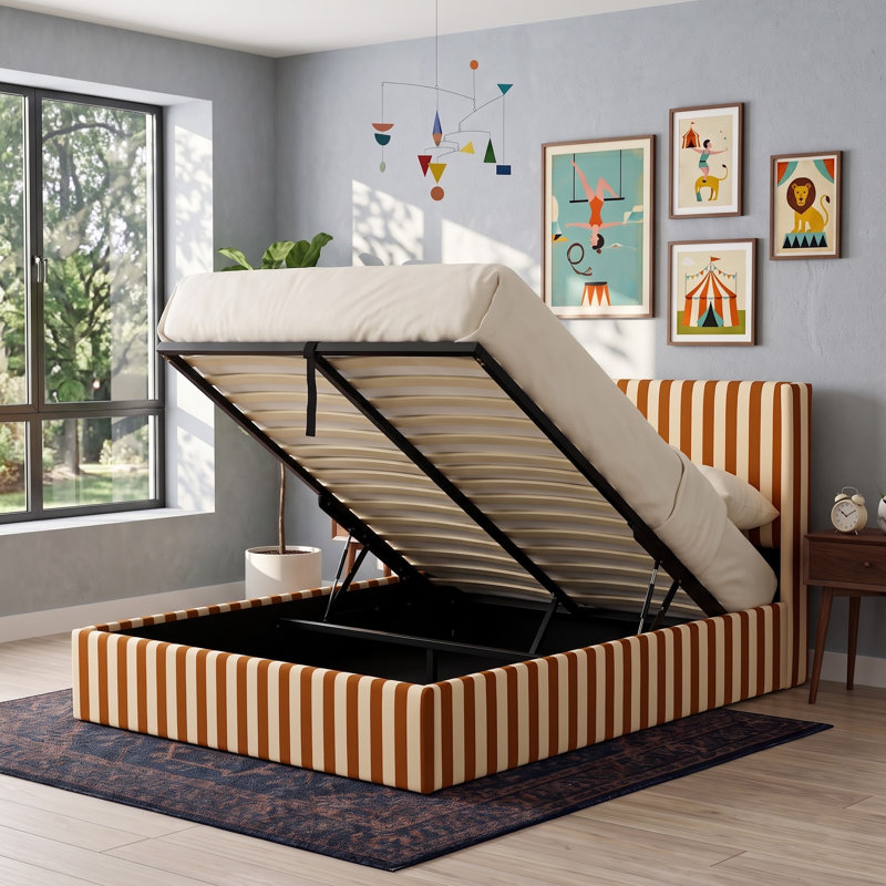 Lit de rangement tapissier à oreilles Mid-Century Cabana, grand, terre cuite, Grand lit