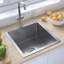 Évier de cuisine vidaXL avec crépine, évier en acier inoxydable à fixation supérieure, drainage rapide, anti-corrosion-85501587-85501590