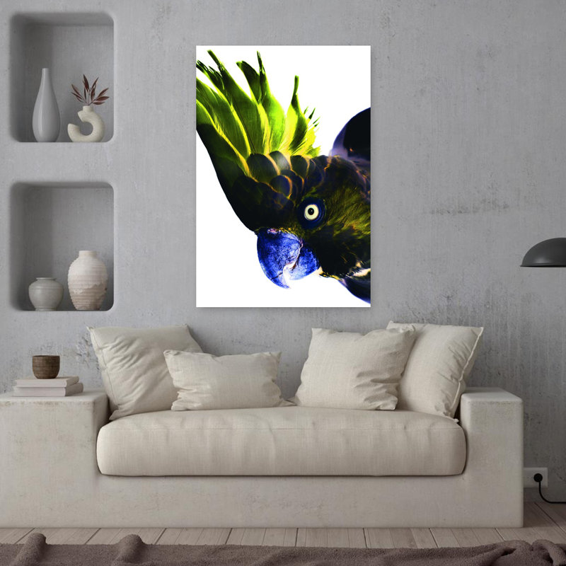 Art contemporain, art moderne oiseau tropical, H 36 po x l 24 po