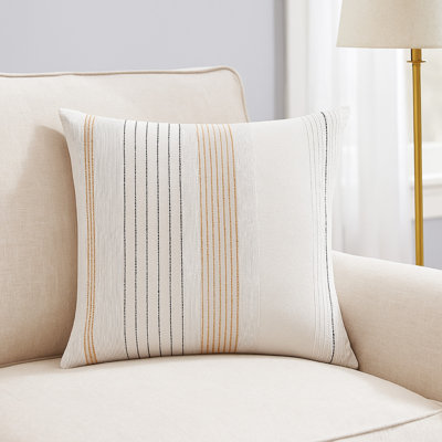 Taie décorative européenne à motif de jacquard à rayures en coton blanc, jara