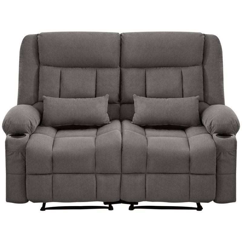 Recliner Loveseat With Cup Holders For Living Room Love Seat Manual Oversized Recliner With Ergonomic, Side Pocket For Adult