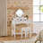 Space-Saving Makeup Vanity Set with Reversible Mirror & Stool - Dressing Table with 5 Drawers