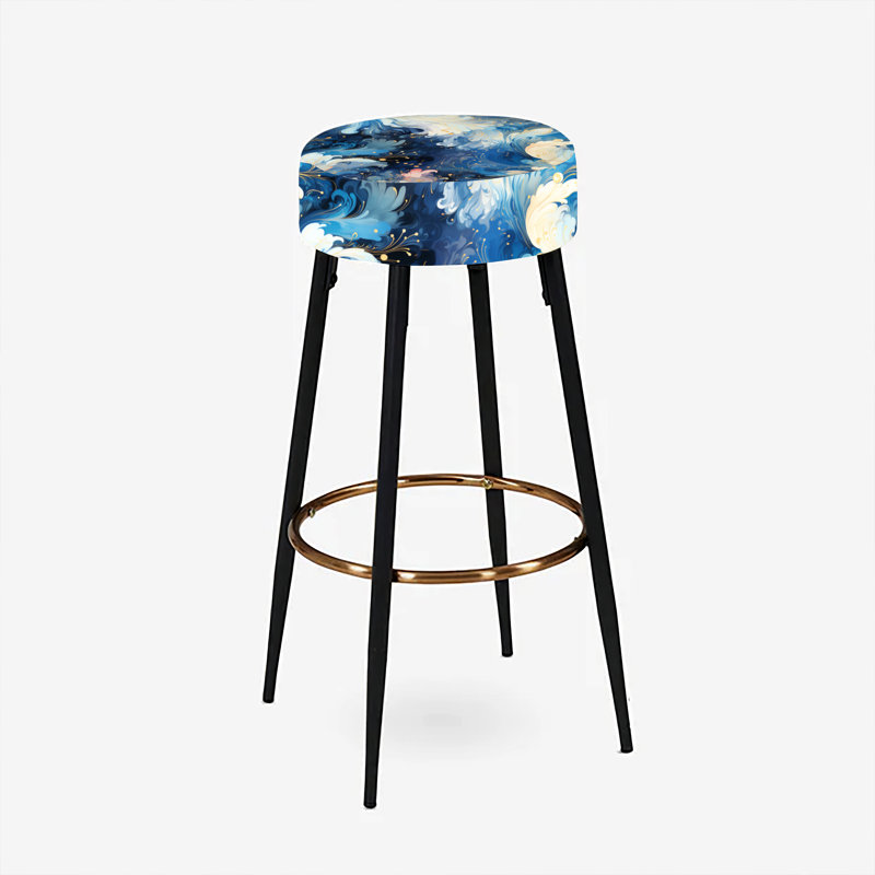Ensemble de 2 tabourets de bar abstraits blanc et bleu
