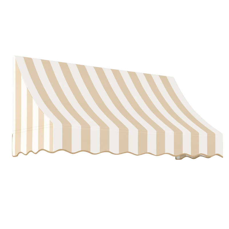 Store fixe Awntech Nantucket, 225 cm x 79 cm x 61 cm, rayures lin/blanc, H 31 po x l 88,5 po x P 24 po