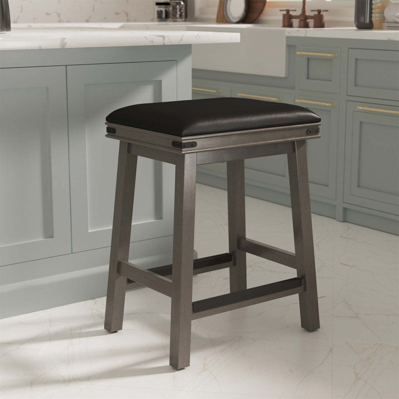 Tabouret Elowen, Tabouret de comptoir (siège d’une hauteur de 24, Gris / noir 2