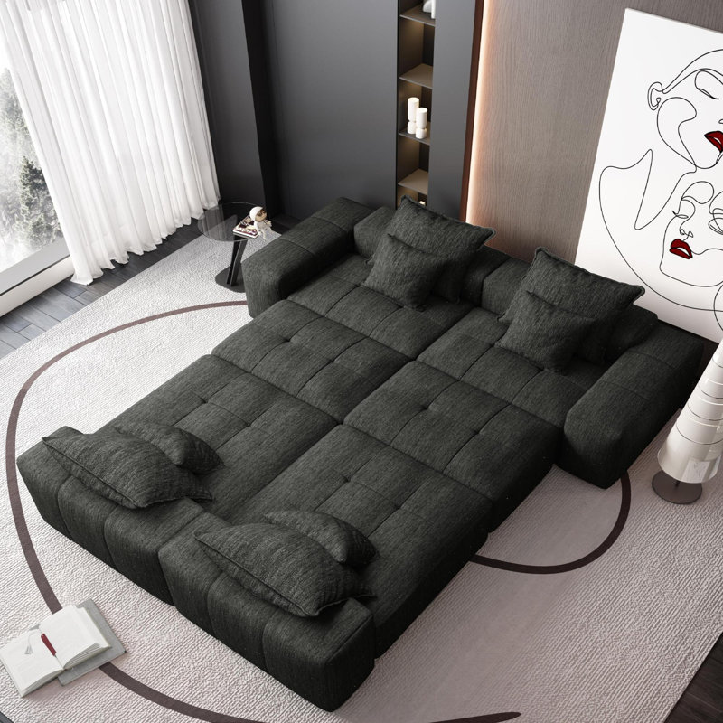 Canapé modulaire surdimensionné sans assemblage avec 8 coussins Boneless, Noir