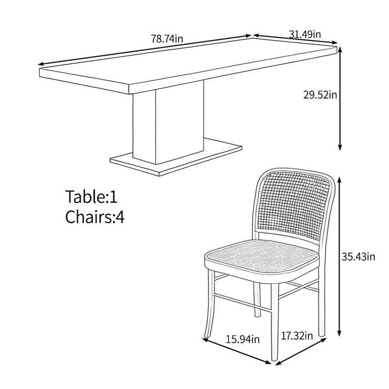 Multi-functional solid wood practical table set, 29.52"H x 78.74"L x 31.49"W