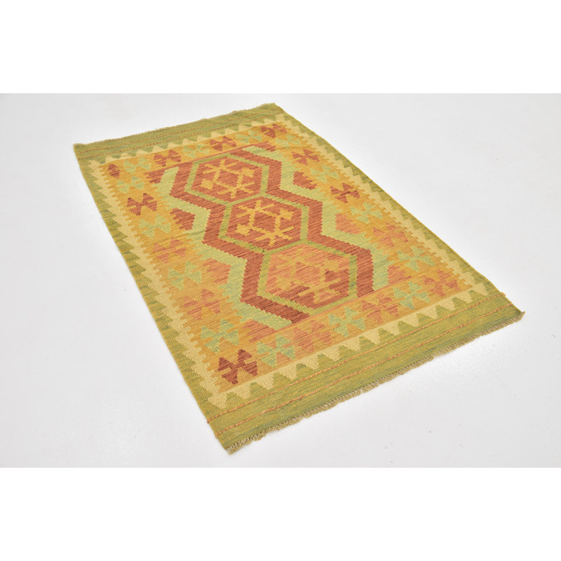 Tapis en laine rouge 3 pi 2 po x 4 pi 10 po one-of-kind main-noué la new age Elland