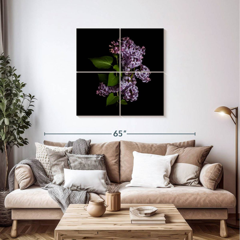 Harnek lilas dans le noir, H 38 po x l 38 po