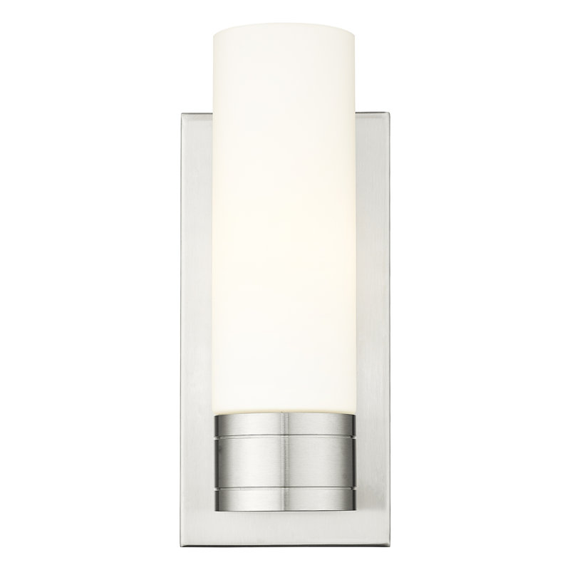Applique murale 1 lumière 5 po avec abat-jour H 8 po Ballston - Cofield, Nickel satiné, Blanc rayé