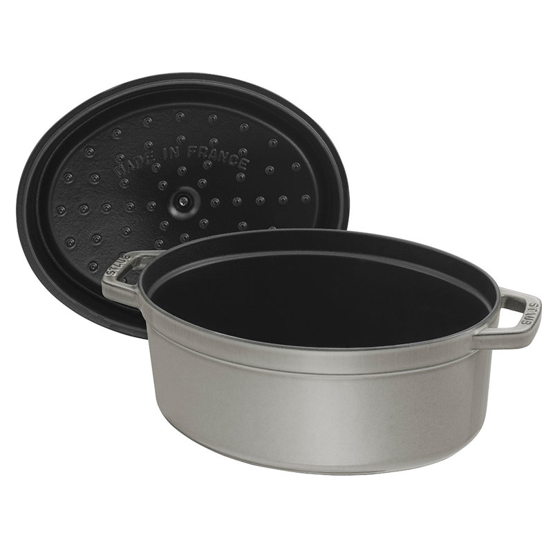 Staub Cast Iron Oval Cocotte, Graphite, 5.75 qt