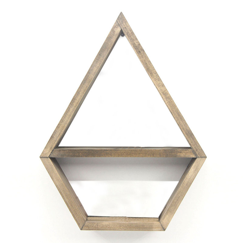 2 Piece Triangle Solid Wood Floating Shelf
