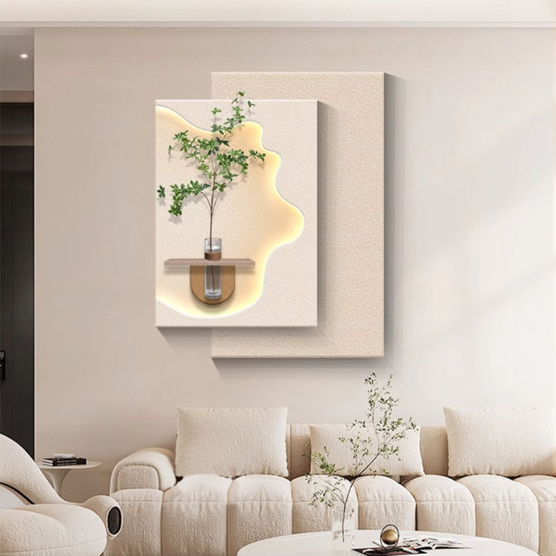 Art mural crème crème en grès, H 31,5 po x l 25,59 po