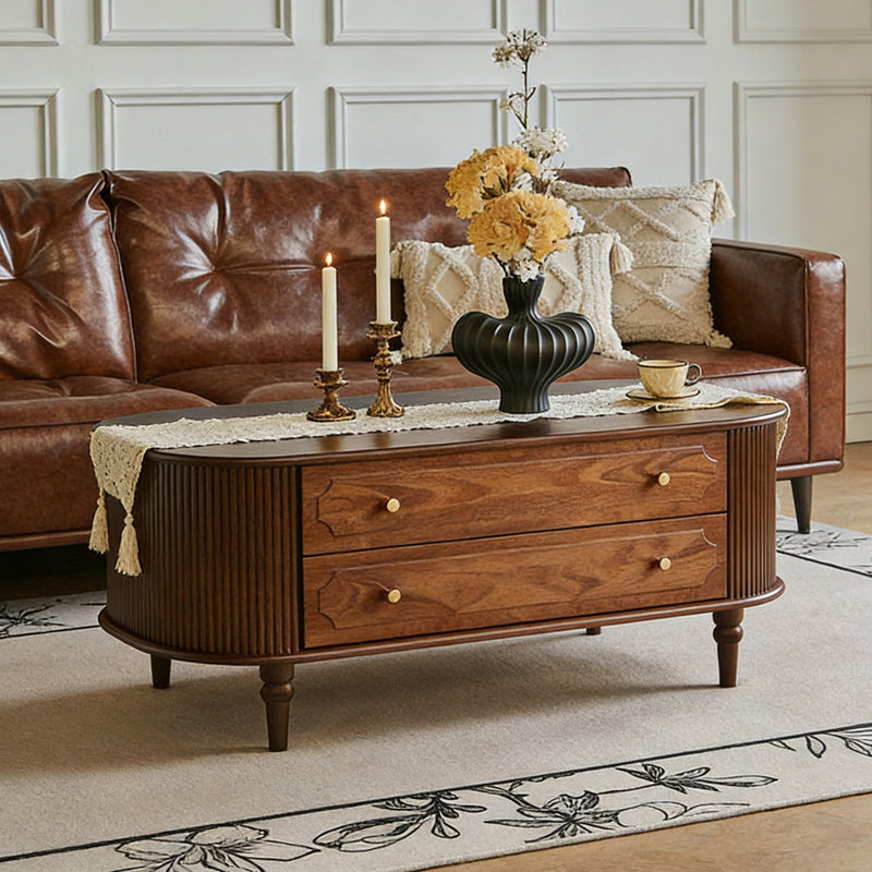 Table basse élégante de style français, Brun