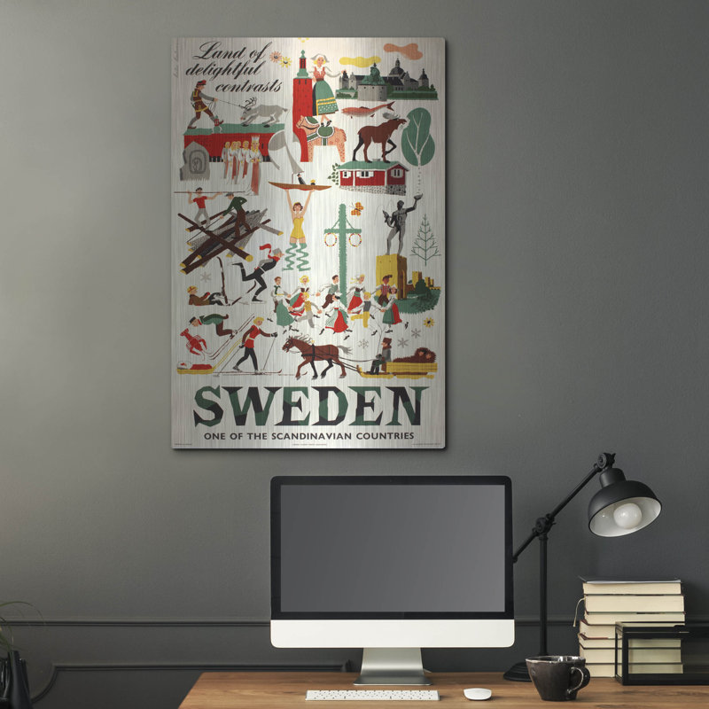 «Suède voyage» par les affiches rétro, H 36 po x l 24 po