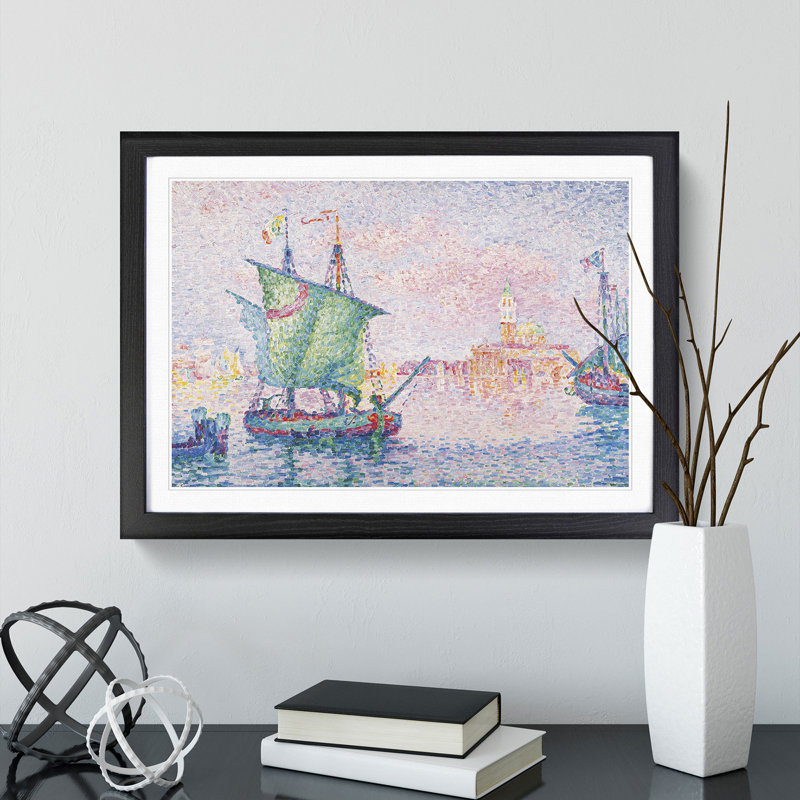 The Pink Cloud in Venice by Paul Signac - Picture Frame Painting, Black Framed, 27cm H x 36cm W x 2cm D