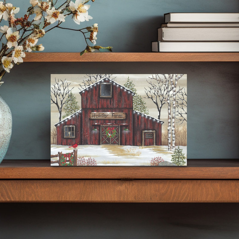 Holiday Farm Barn 1 Piece Wrapped Canvas Wall Art, 30.48cm H x 45.72cm W