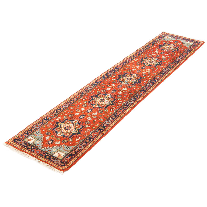Tapis rouge en laine noué à la main Serapi Heritage 2 pi 7 po x 12 pi 0 po